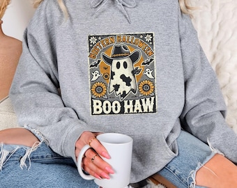 Boo Haw Cowboy Ghost Clipart PNG: Western Halloween Digital Download