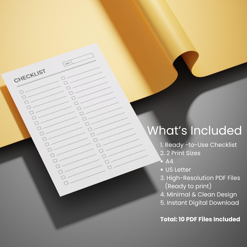 Minimal Checklist Template | Printable Planner | A4 & US Letter ...