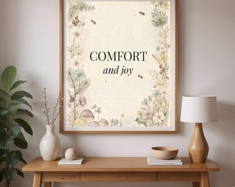 Cottagecore Floral Wall Art, Festive Christmas Print, Digital Download | Holiday Decor, Floral Printable