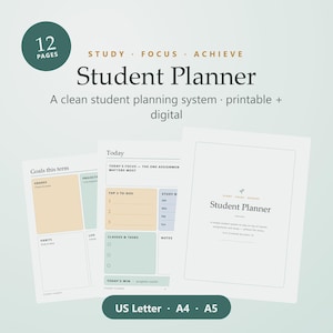 Planificador estudiantil, registro de tareas, horario de estudio, apuntes de clase (descarga instantánea)