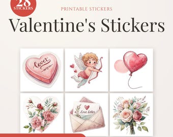 Valentine Watercolor Stickers | Love Theme Planner PNG (Digital Download)