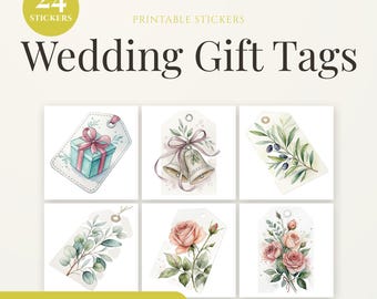 Wedding Gift Tags | Watercolour Floral PNG Favor Tags (Digital Download)