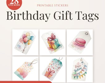 Birthday Gift Tags | Watercolor Party Designs (Digital Download)