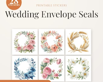 Floral Wedding Envelope Seals | Printable Invitation Stickers (Digital Download)