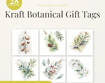 Kraft Botanical Gift Tags | Watercolor Floral Designs (Digital Download)