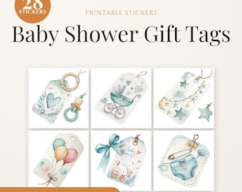 Baby Shower Gift Tags | Watercolor Pastel Designs (Digital Download)