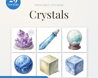 Crystals Stickers | 29 Printable Die-Cut PNG + Cricut Print Then Cut | Planner Sticker Sheet