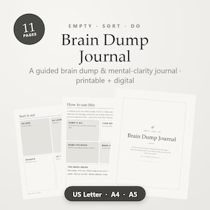 Brain Dump Journal, Declutter Your Mind & Get It Done, Mental Clarity (Instant Download)