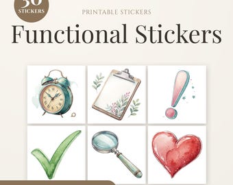 Functional Stickers, 30 Die-Cut Sticker Sheet