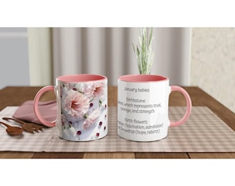 Januar Geburtstags-weiße 11 Unzen Keramiktasse mit Farbe im Inneren