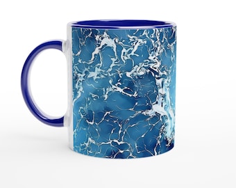 Colorful Rim Ceramic Coffee Mug - 11oz Dishwasher Safe