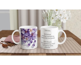 Februar Geburtstag Weiße 11 Unzen Keramiktasse mit Farbe im Inneren