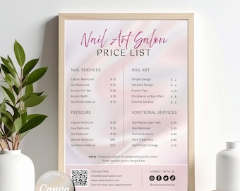 Nail Salon Price List Template: Modern Trendy Gradient Design (Digital Download)