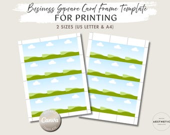 Square Business Card Template: Editable Canva Grid (A4 & US Letter) (Digital Download)