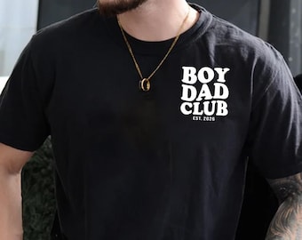 Comfort kleuren shirt jongen vader, aangepast T-shirt Est 2026, shirt nieuwe vader cadeau, Vaderdagcadeau voor papa, shirt babyaankondiging