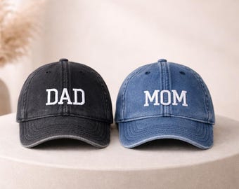 Personalisierte Dad Mom Cap, Benutzerdefinierte Namen Hut, gestickte Baseballmütze, Babymitteilungsmützen, neue Eltern Geschenkidee