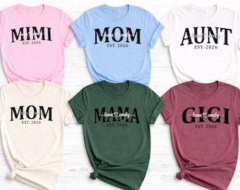 Aangepast moeder EST-shirt, Moederdagsweater voor moeder, Mimi, Gigi, tanteshirt, aangepast cadeau voor moeder, cadeau-idee Moederdag