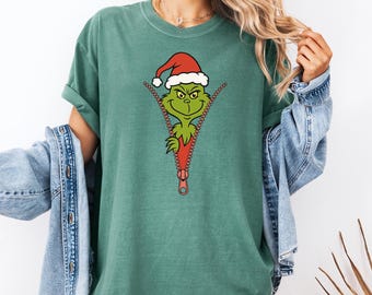 Camiseta fea navideña del Grinch, camiseta divertida de gente asquerosa, camiseta navideña de cuello redondo de película, camiseta con cara de Grinch, camiseta de colores cómodos para regalar en Navidad