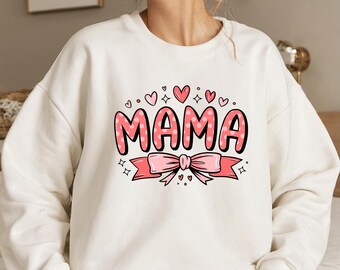 Kokette Valentine Mama Sweatshirt, MAMA Valentine Rundhalsausschnitt, süßes Mom Valentine Tshirt, Valentinstag Geschenk, Mama Vday Hoodie & Pullover