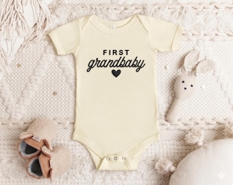 Eerste romper kleinkind ONESIE®, romper babyaankondiging, zwangerschapsaankondiging aan grootouders, babyromper cadeau van natuurlijk katoen