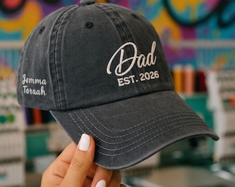 Bestickte Dad-Hut, Benutzerdefinierte Baumwoll-Baseballmütze, personalisierte Vintage Style verstellbare Kappe, Geschenk für ihn Hut
