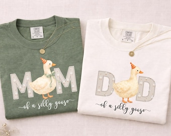 Shirt familie Silly Goose, moeder vader gans verjaardagsshirt, shirt mama gans, shirt Silly Goose, shirt aangepaste gans cadeau voor familie