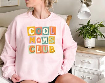 Mom Club-sweater, cool Mom Clubs-shirt, trendy Mama-sweater met ronde hals, grappig moederschapssweater