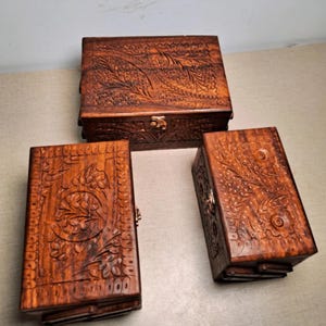 Antique Wooden Jewelry Boxes – Handmade Vintage Jewelry Organizer with Drawers, Ring Holder, Cufflink Storage – Luxury Gift for Her and Mom