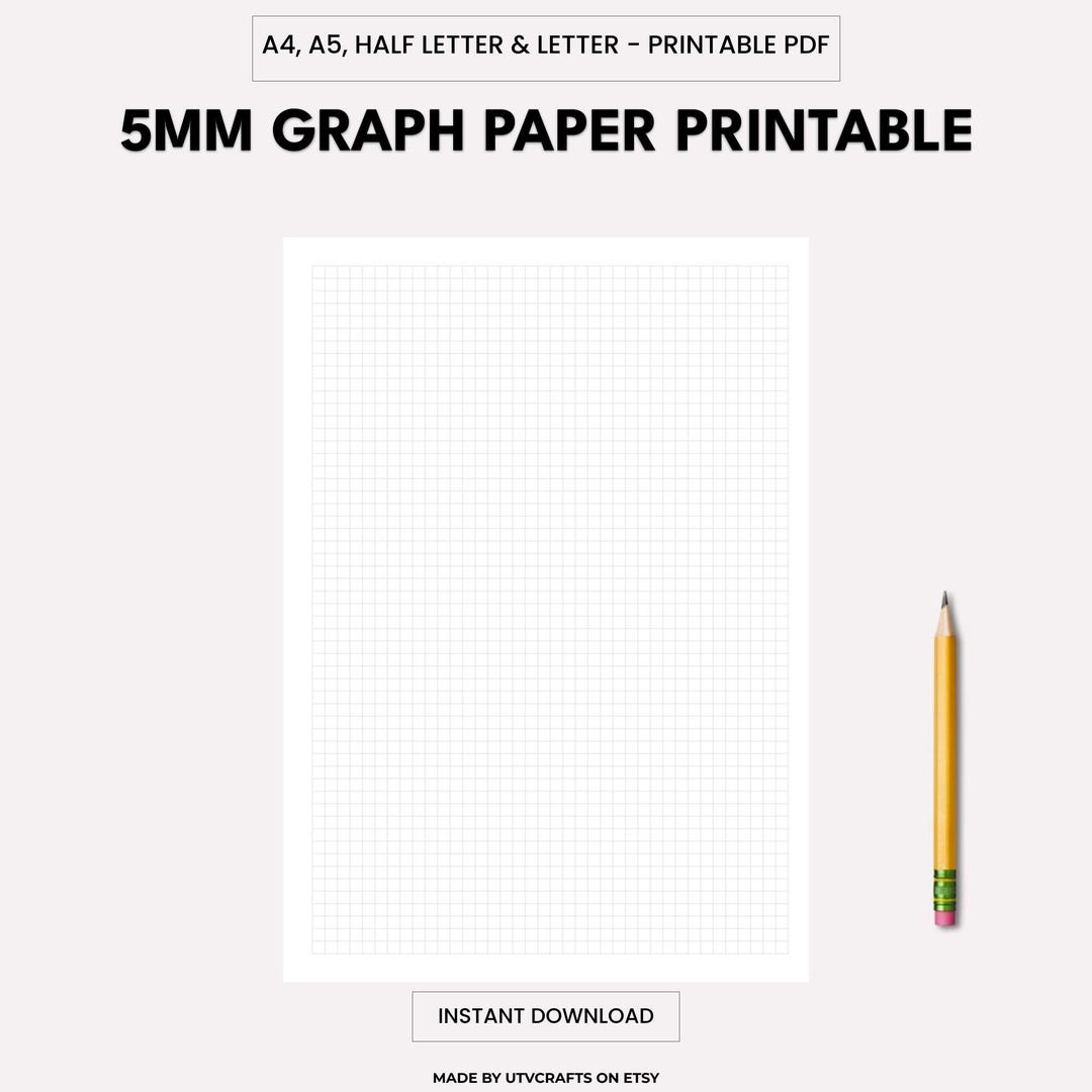 5mm Graph Paper Printable (A4, Letter, A5 & Half Letter Printable PDF ...