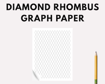 Papel cuadriculado de rombos de diamante imprimible PDF A4 A5 Carta estadounidense Media letra Cuadrícula isométrica