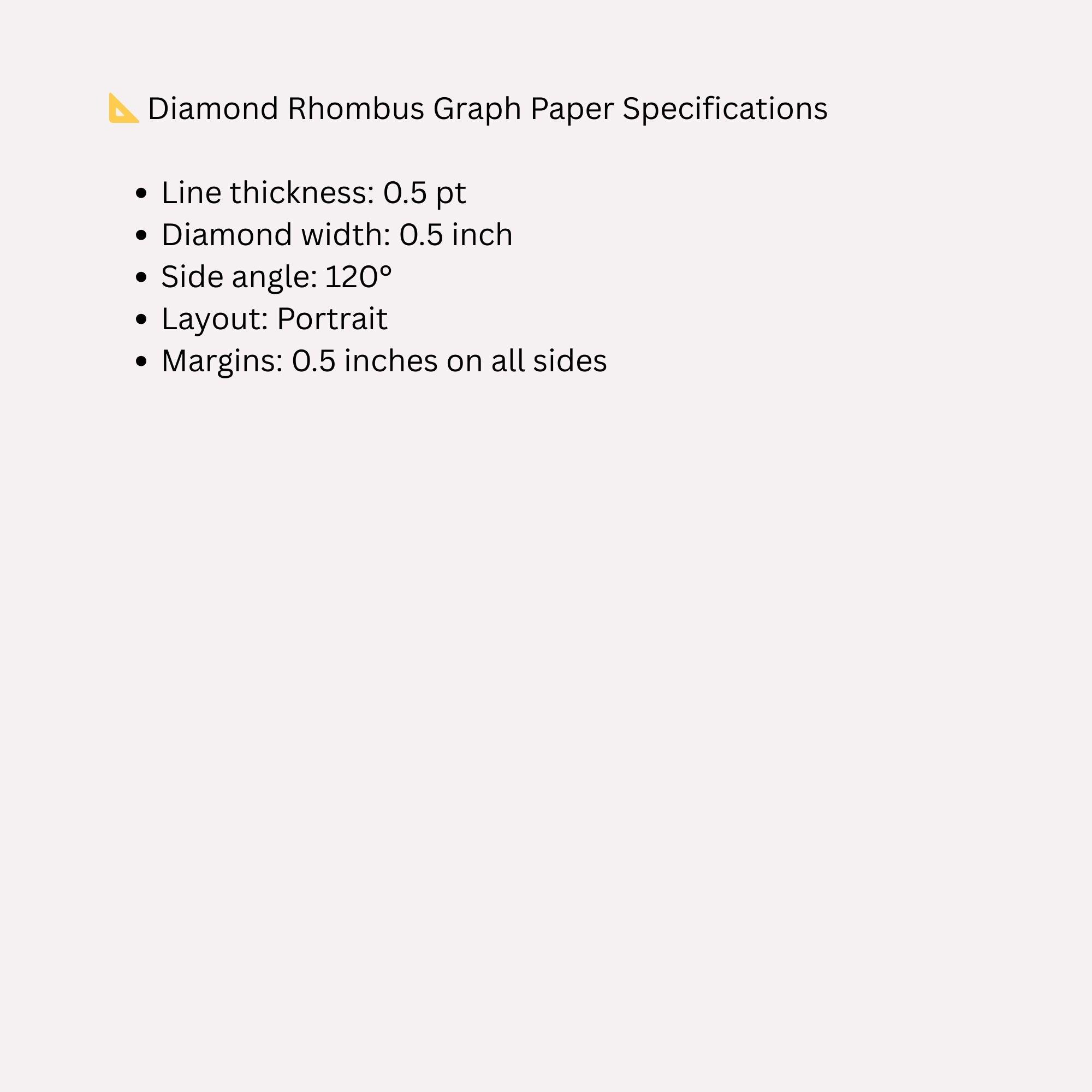 Rhombus Graph Paper Diamond Rhombus Graph Paper Printable PDF A4 A5 US Letter Half Letter ...