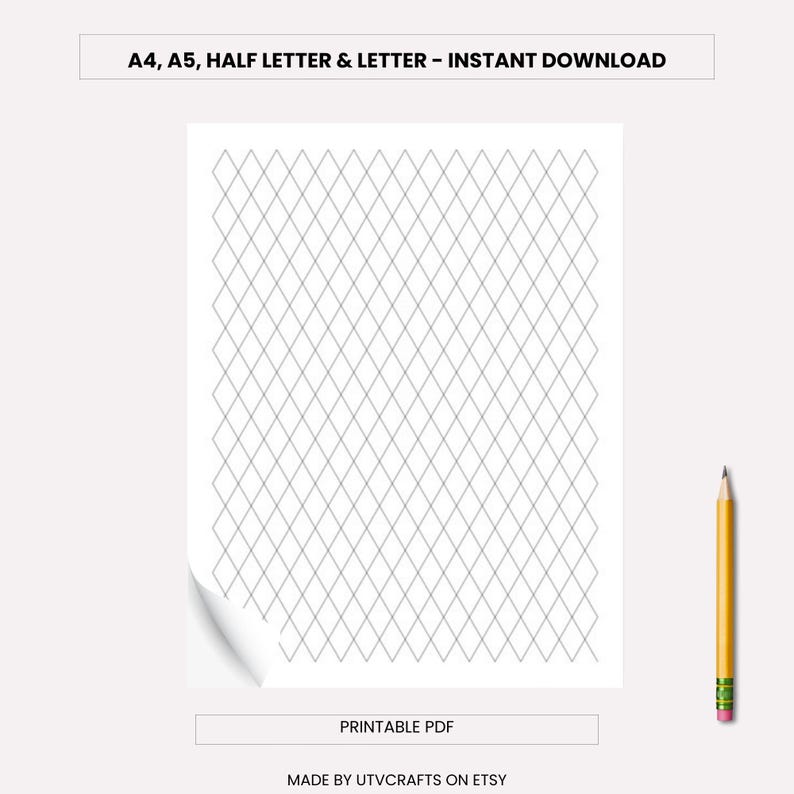 Diamond Rhombus Graph Paper Printable PDF A4 A5 US Letter Half Letter ...
