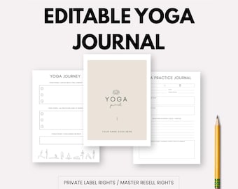 Editable Yoga Journal Canva Template: Printable Meditation & Mindfulness Planner (PLR MRR)
