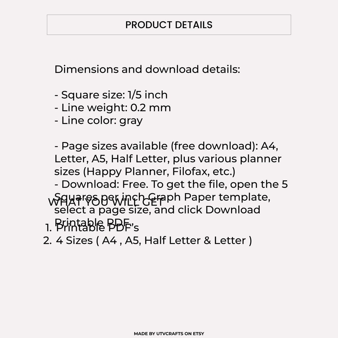 5 Squares per Inch Graph Paper (A4, Letter, A5 & Half Letter Printable ...
