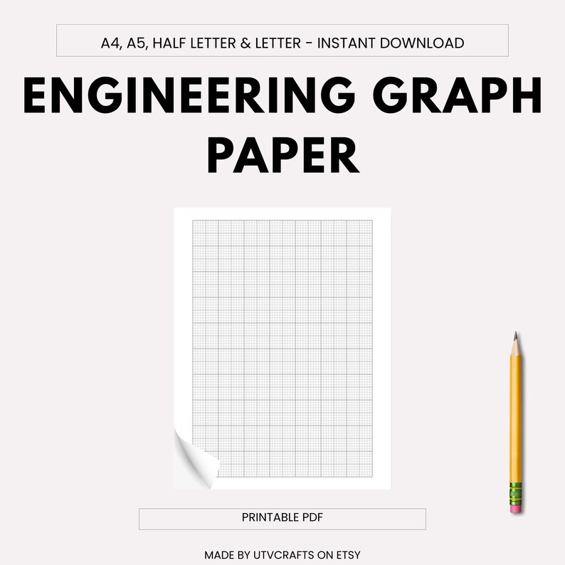 Engineering Graph Paper Printable PDF A4 A5 US Letter Half Letter Multi ...