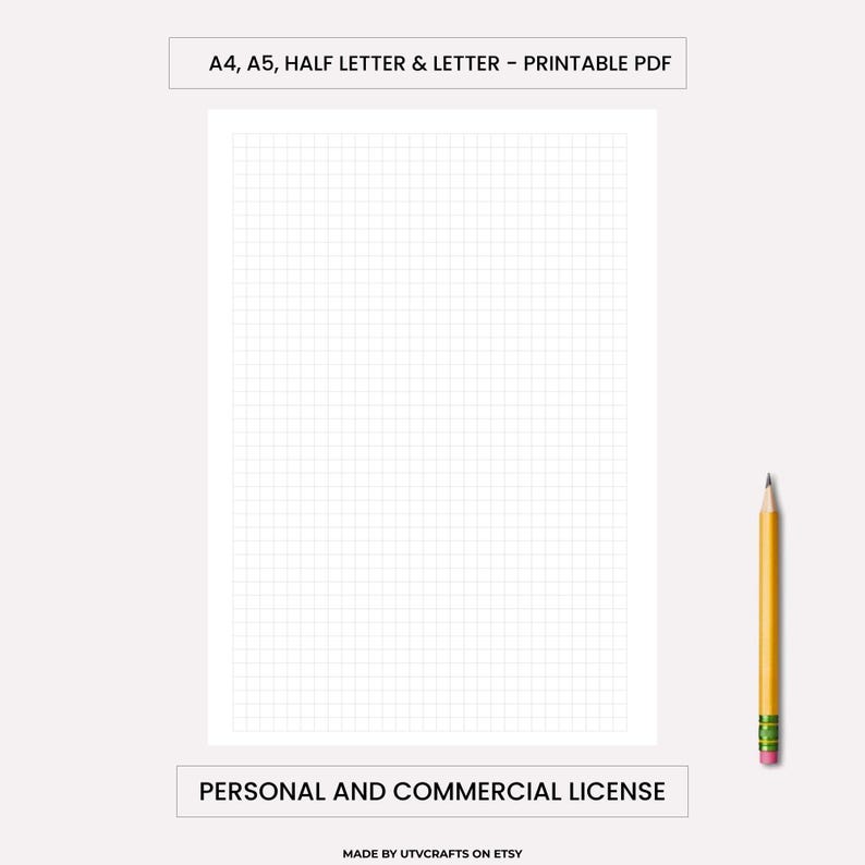 1/4 Inch Graph Paper Printable (A4, Letter, A5 & Half Letter PDF) - Etsy
