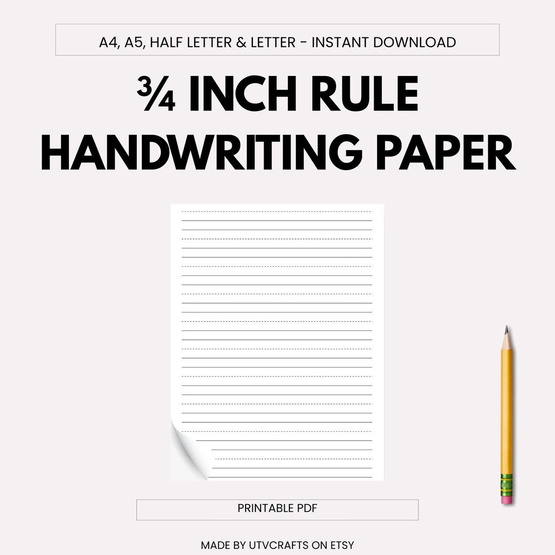 4 Inches Ruled 3/4 Inch Rule Handwriting Paper, Primary Grades (printable PDF) - Etsy