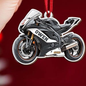 Personalized Motorcycle Christmas Ornament: Custom Biker Gift