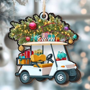 Personalized Golf Cart Christmas Ornament: Custom Golfer Gift