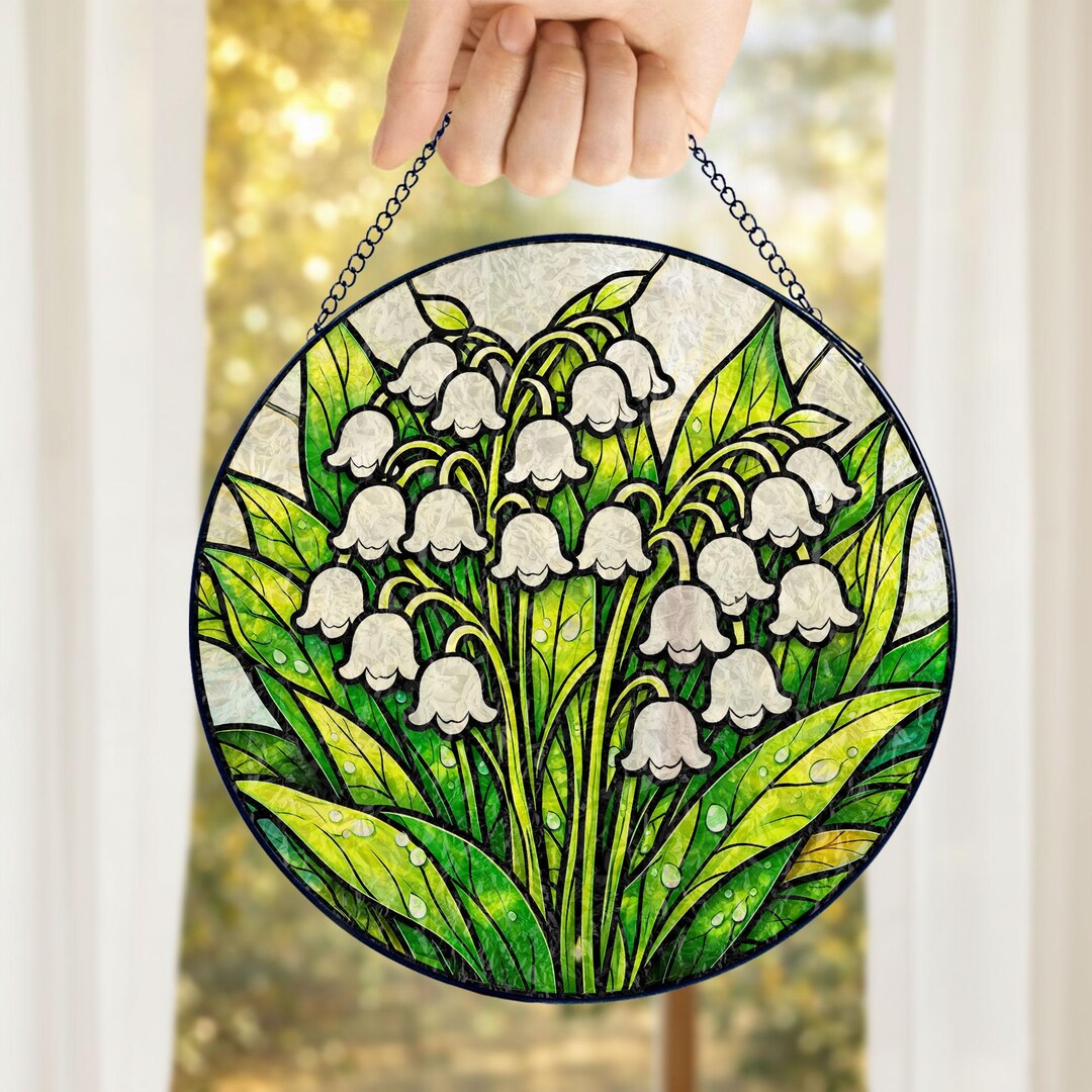 Lily of the Valley Suncatcher, Stained Glass Flower Window Hanging ...
