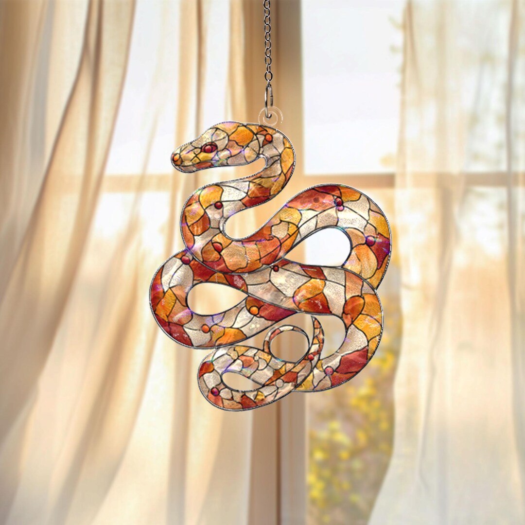 Snake Window Display Snake Acrylic Suncatcher, Reptile Window Hanging, Stained Glass Style ...
