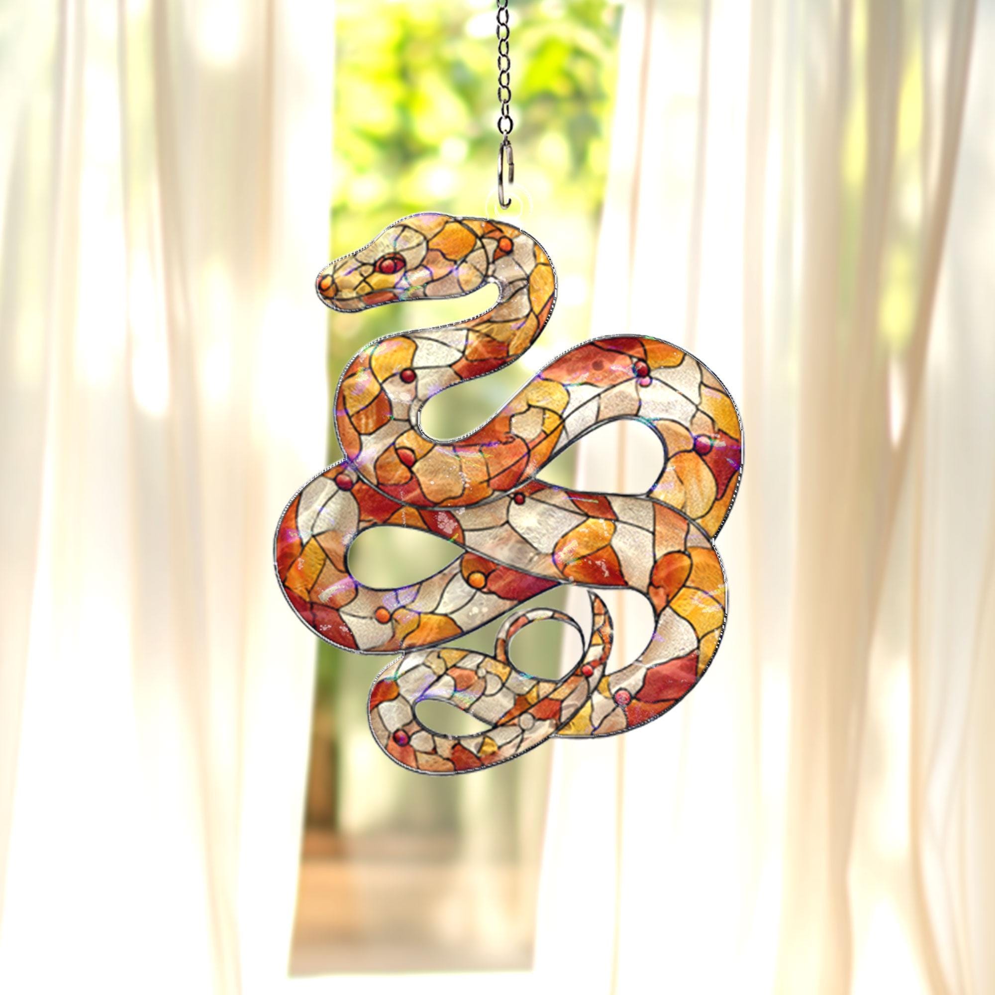 Snake Window Display Snake Acrylic Suncatcher, Reptile Window Hanging, Stained Glass Style ...