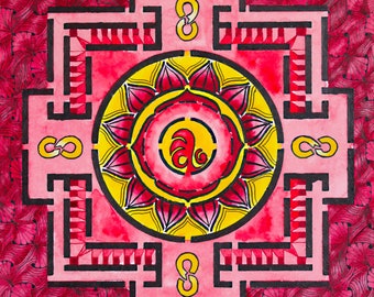 1st Chakra Art Print, Base Chakra Art Print, Root Chakra, Mandala Art Print, Spiritual Art Print, Inspirational Art Print, Yoga Art, Giclee