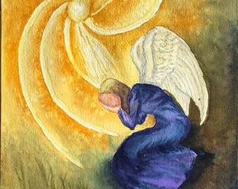 Angel Weeping Giclee Print, Angel Art Print, Angel Picture, Spiritual Art, Inspirational Art, Angel Painting