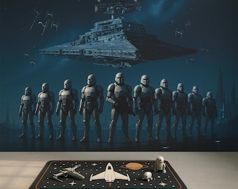 Papel pintado autoadhesivo de Star Wars, Storm Trooper, pegatina de pared TIE Fighter, calcomanía de pared, mural de Darth Vader para habitación de niños, decoración de habitación de niño