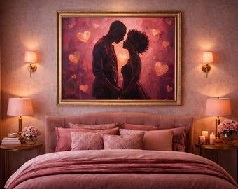 A Moment Made of Heartbeats - african valentines art | romantic wall art | black romance painting | african oil painting | Digital download