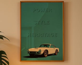 Retro Car Illustration Art Print: Mid-Century Modern Auto Poster