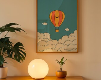 Hot Air Balloon Nursery Print: Whimsical Adventure Theme Kids Room
