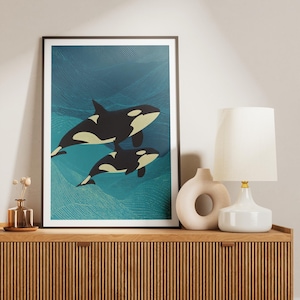 Orca Poster – Ocean Wall Art - Whale Print– Killer Whale Poster – Nautical Home Decor – Ocea Print – Coastal Wall Art – Sea Animal Poster