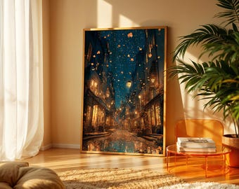 Streets of Paris Poster: Anime Style Night Alley Art